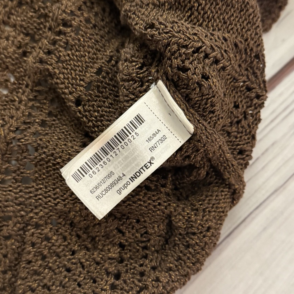 Zara Crochet Knit Mini Dress Brown Size Small Women's Sexy Summer‎ - Picture 8 of 13